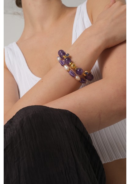 Ikili Ametist Bileklik