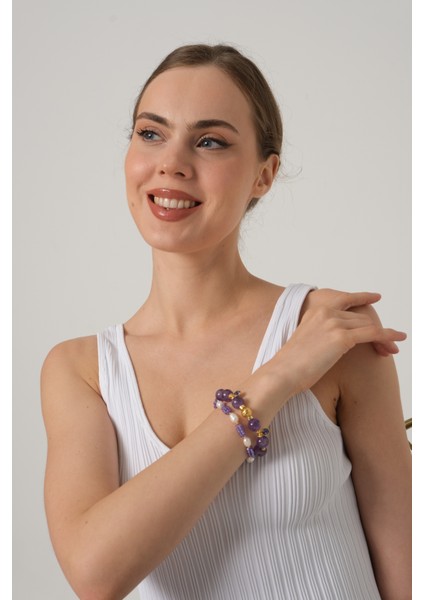 Ikili Ametist Bileklik modelleri