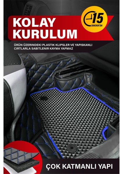 Renault Captur (2020 ve Sonrası) 8d Deri Havuzlu Oto Paspas | Tam Koruma,araca Özel & Hızlı Montaj