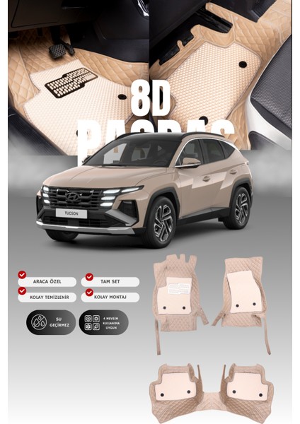 Hyundai Tucson (2020 ve Sonrası) 8d Deri Havuzlu Oto Paspas | Tam Koruma,araca Özel & Hızlı Montaj