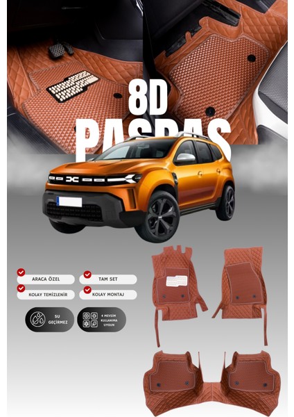 Renault Duster Eco-G (2024 ve Sonrası) 8d Deri Havuzlu Oto Paspas | Tam Koruma & Hızlı Montaj
