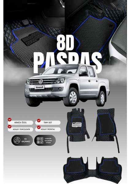 Volkswagen Amarok (2010-2016) 8d Deri Havuzlu Oto Paspas | Tam Koruma,araca Özel & Hızlı Montaj
