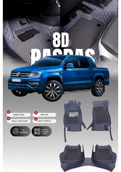 Volkswagen Amarok (2016-2022) 8d Deri Havuzlu Oto Paspas | Tam Koruma,araca Özel & Hızlı Montaj