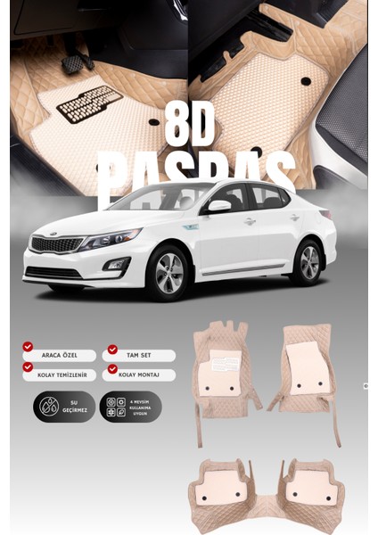 Kia Optima (2015-2020) 8d Deri Havuzlu Oto Paspas | Tam Koruma,araca Özel & Hızlı Montaj