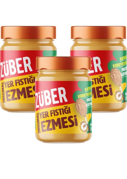 Original Fıstık Ezmesi (Bal İlaveli) 315 gr X 3 Adet