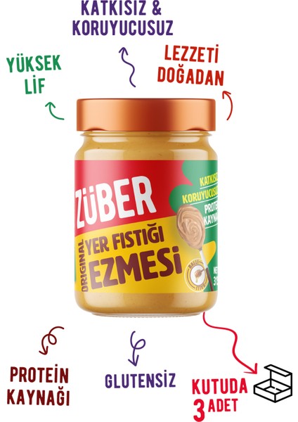 Original Fıstık Ezmesi (Bal İlaveli) 315 gr X 3 Adet modelleri