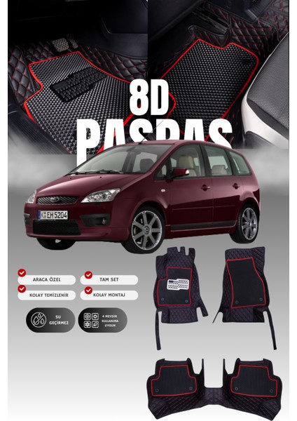 Ford C-Max (2003-2010) 8d Deri Havuzlu Oto Paspas | Tam Koruma,araca Özel & Hızlı Montaj