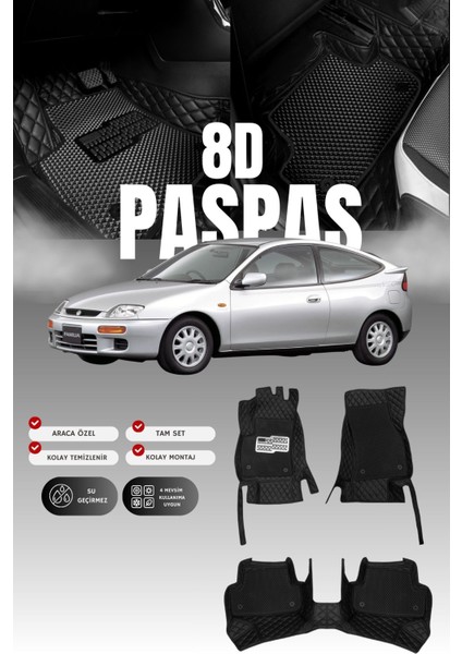 Mazda 323 (1994-1998) 8d Deri Havuzlu Oto Paspas | Tam Koruma,araca Özel Kesim & Hızlı Montaj