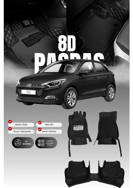 Hyundai I20 (2014-2020) 8d Deri Havuzlu Oto Paspas | Tam Koruma,araca Özel Kesim & Hızlı Montaj