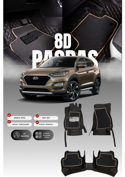 Hyundai Tucson (2015-2020) 8d Deri Havuzlu Oto Paspas | Tam Koruma,araca Özel Kesim & Hızlı Montaj