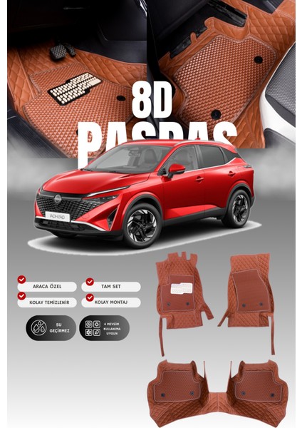 Nissan Qashqai Benzinli (2021 ve Sonrası) 8d Deri Havuzlu Oto Paspas | Tam Koruma & Hızlı Montaj