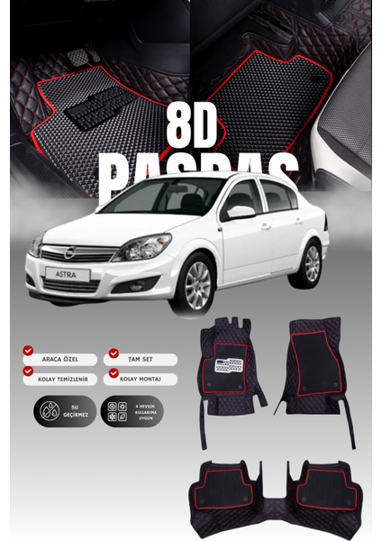 Opel Astra H Sedan (2004-2010) 8d Deri Havuzlu Oto Paspas | Tam Koruma & Hızlı Montaj