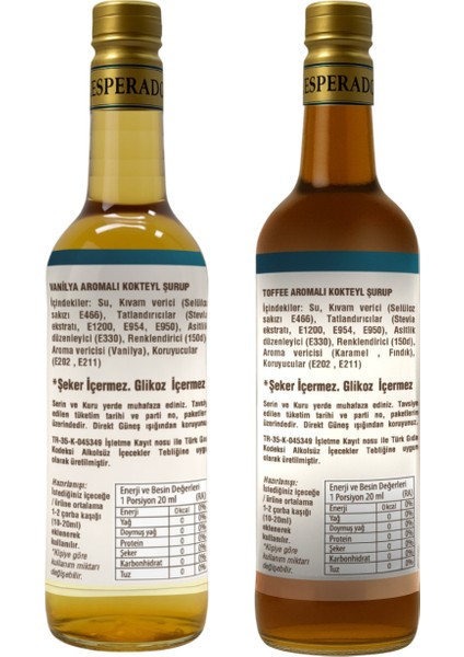 ŞEKERSİZ-SUGAR FREE VANİLYA - TOFFNUT AROMALI KAHVE ŞURUBU -2 Lİ SET 750 ml x 2 AD. modelleri