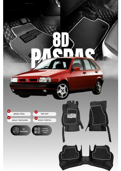 Fiat Tipo (1988-1995) 8d Deri Havuzlu Oto Paspas | Tam Koruma,araca Özel & Hızlı Montaj