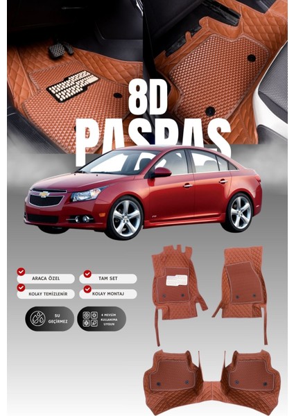 Chevrolet Cruze (2008-2016) 8d Deri Havuzlu Oto Paspas | Tam Koruma,araca Özel & Hızlı Montaj