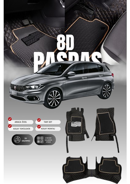 Fiat Egea Station Wagon (2016-2020) 8d Deri Havuzlu Oto Paspas | Tam Koruma & Hızlı Montaj