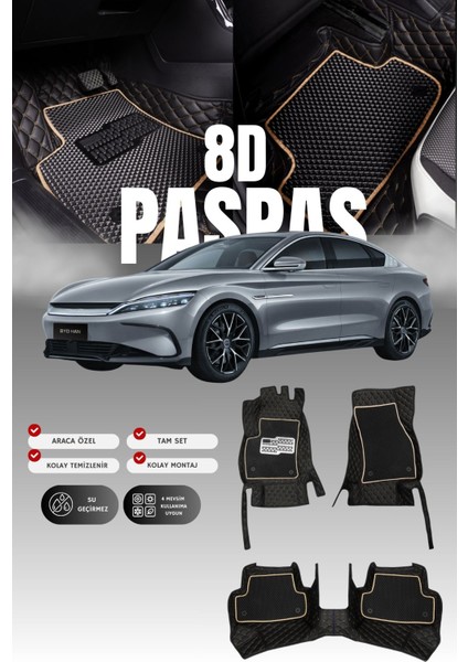 Byd Han (2020 ve Sonrası) 8d Deri Havuzlu Oto Paspas | Tam Koruma,araca Özel Koruma & Hızlı Montaj