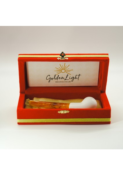 Goldenlight El Yapımı Lületaşı Pipo – Amber Akrilik Düz Saplı, Küçük Boy 13,5 cm Hediyelik Pipo fırsatları