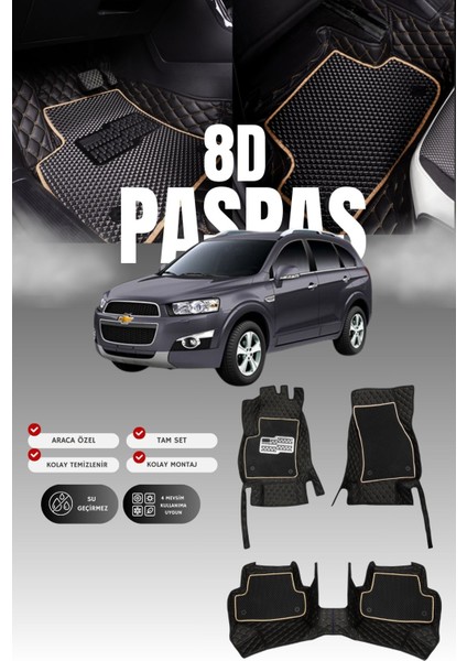Chevrolet Captivia (2006-2018) 8d Deri Havuzlu Oto Paspas | Tam Koruma,araca Özel & Hızlı Montaj