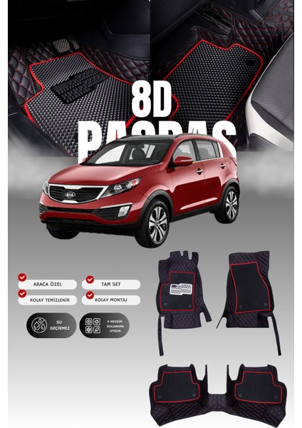 Kia Sportage (2011-2015) 8d Deri Havuzlu Oto Paspas | Tam Koruma,araca Özel Kesim & Hızlı Montaj