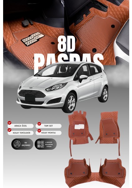 Ford Fiesta (2010-2016) 8d Deri Havuzlu Oto Paspas | Tam Koruma,araca Özel & Hızlı Montaj