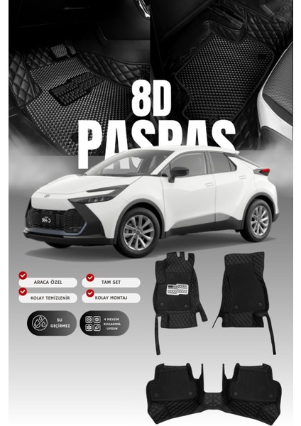 Toyota Ch-R (2023 ve Sonrası) 8d Deri Havuzlu Oto Paspas | Tam Koruma,araca Özel & Hızlı Montaj