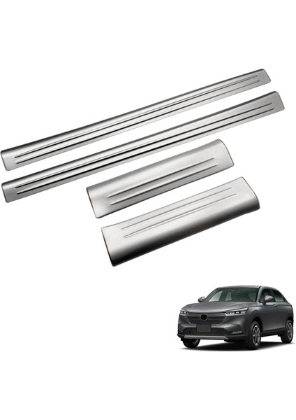 Honda Vezel Hr-V Hrv 2021 2022 Paslanmaz Çelik Ön Iç Kapı Pedal Scuff Plaka Kapağı Trim 4pcs Siyah (Yurt Dışından) fırsatları