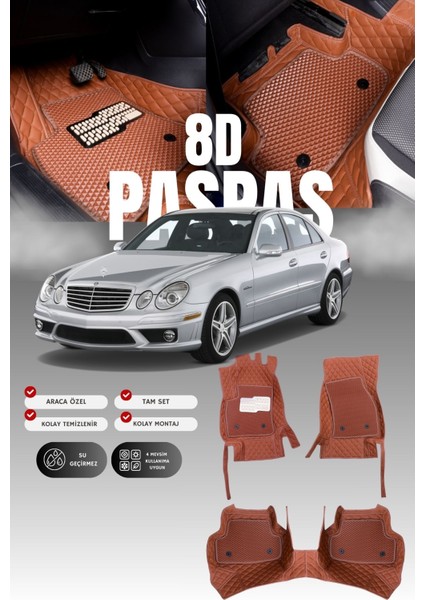 Mercedes E180 / W212 (2013-2016) 8d Deri Havuzlu Oto Paspas | Tam Koruma,araca Özel & Hızlı Montaj