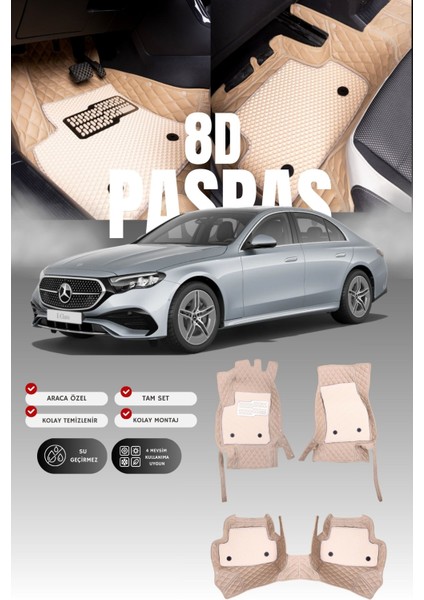 Mercedes E180 / W214 (2023 ve Sonrası) 8d Deri Havuzlu Oto Paspas | Tam Koruma & Hızlı Montaj