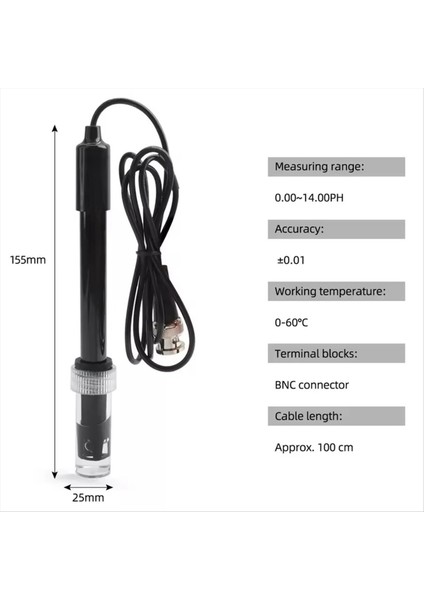 Tampon Tozu 115 cm ile Yedek Ph Ölçer Elektrot Probu Kontrol Cihazı Bnc Konnektör (Yurt Dışından) fiyatları