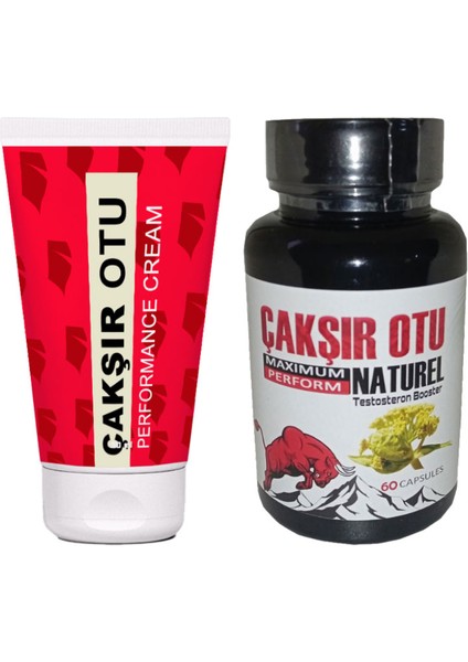 Çakşır Otu Kremi 2 Adet Erkeklere Özel 3 Etki Birden Formüllü 50 ml + 60’lı Çakşır Otu Kapsülleri