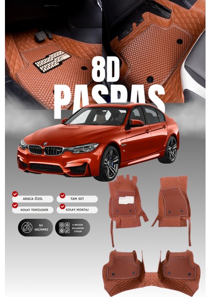Bmw 3 Serisi F30 (2011-2019) 8d Deri Havuzlu Oto Paspas | Tam Koruma,araca Özel & Hızlı Montaj