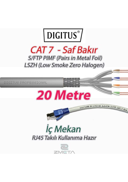 Cat7 - Saf Bakır S/ftp Pımf (Pairs In Metal Foil) İnternet Data Kablosu - Kullanıma Hazır