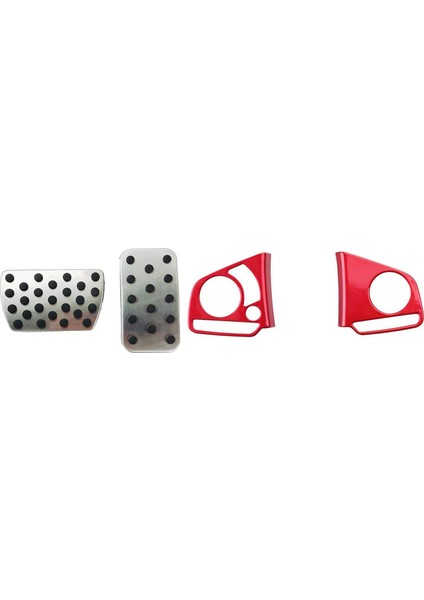 2 Set Araç Aksesuarları 1 Set Araç Ayak Gazı Freni Ped Kapağı ve 1 Set Direksiyon Simidi Düğmesi Iç Dekorasyon Kapağı (Yurt Dışından)