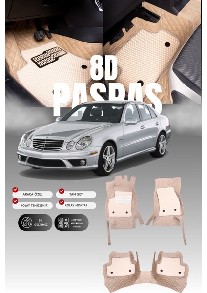 Mercedes E180 / W212 (2013-2016) 8d Deri Havuzlu Oto Paspas | Tam Koruma,araca Özel & Hızlı Montaj