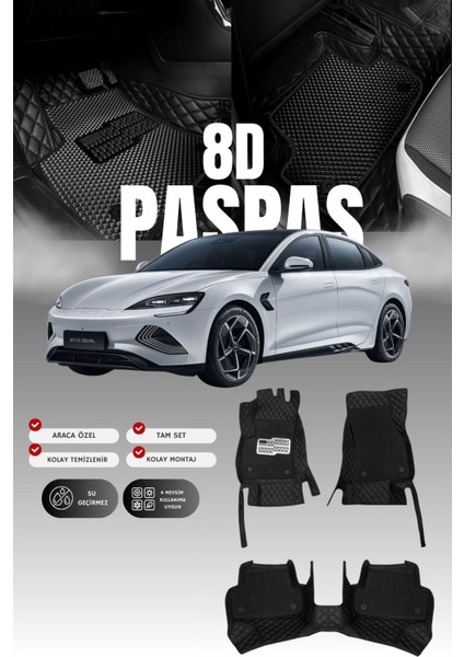 Byd Seal Sedan (2022 ve Sonrası) 8d Deri Havuzlu Oto Paspas | Tam Koruma,araca Özel & Hızlı Montaj