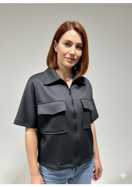 Fermuarlı Kapak Cep Ceket