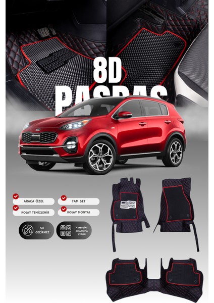 Kia Sportage (2016-2021) 8d Deri Havuzlu Oto Paspas | Tam Koruma,araca Özel Kesim & Hızlı Montaj