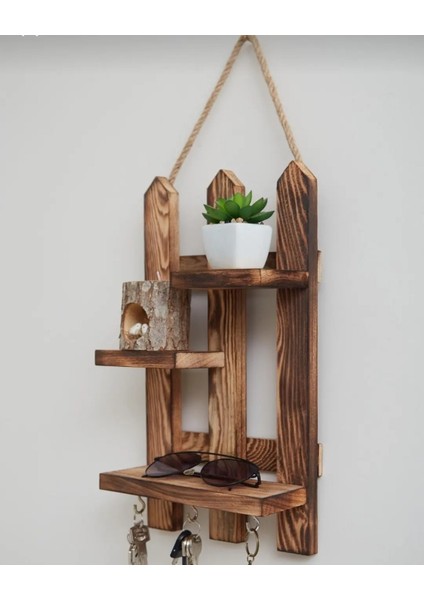 Ela Wood Working Dekoratif Ahşap Çit Modeli Raflı Anahtarlık fiyatları
