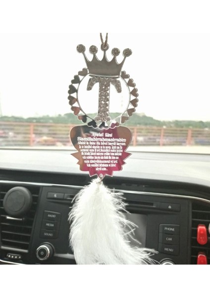 Tasarım Kalpli Taşlı Araba Hediye Dikiz Aynası Süsü Pleksi