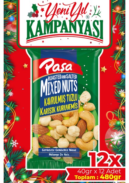 Kavrulmuş Karışık Lüx Kuruyemiş 40 gr x 12 Adet (Toplam 480 gr )