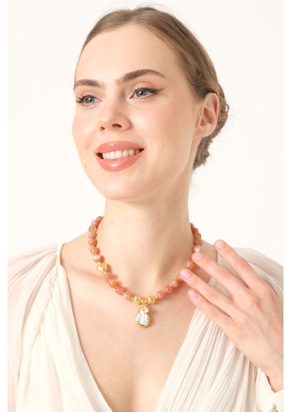 Inci Uçlu Güneş Taşı Kolye modelleri