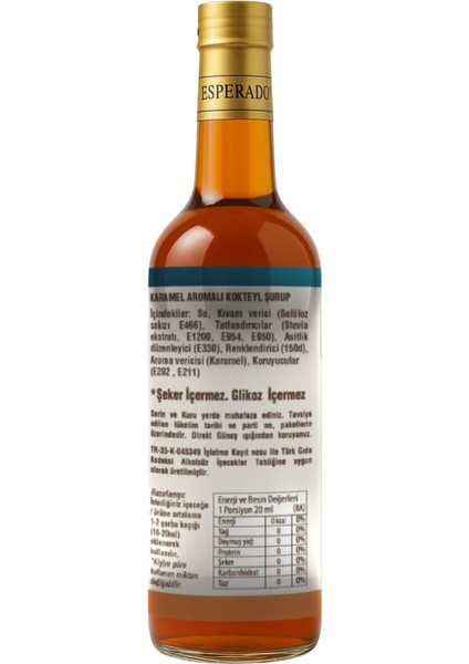 ŞEKERSİZ-SUGAR FREE KARAMEL AROMALI KAHVE ŞURUBU - 750 ml fiyatları