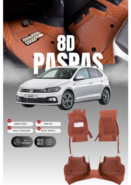 Volkswagen Polo (2018 ve Sonrası) 8d Deri Havuzlu Oto Paspas | Tam Korum,araca Özel Kesim& Hızlı Montaj