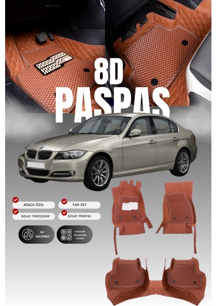 Bmw 3 Serisi E90 (2005-2013) 8d Deri Havuzlu Oto Paspas | Tam Koruma,araca Özel & Hızlı Montaj