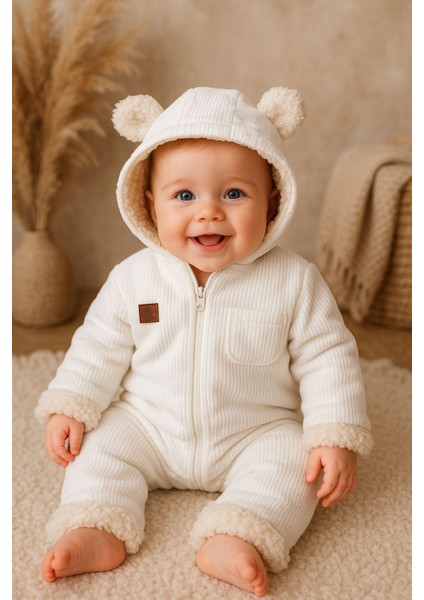 Kız Erkek Bebek Içi Welsoft Dışı Kadife Kalın Kışlık Astronot Tulum