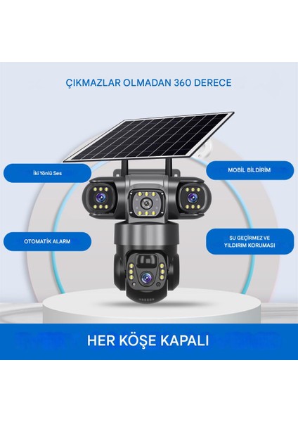 1 Alana 1 Bedava! Güneş Enerjili 6mp Sım + 4mp Wifi Güvenlik Kamera Seti - Ptz, Gece Görüş, Iki Yönlü Ses fırsatları