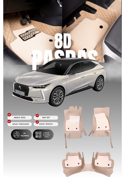 Ds Ds4 (2021 ve Sonrası) 8d Deri Havuzlu Oto Paspas | Tam Koruma,araca Özel & Hızlı Montaj