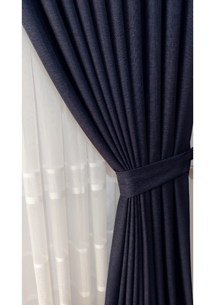 Keten Fon Perde 1/3 Sık Pileli Dikim Korniş Için Tek Kanat(30 Renk)