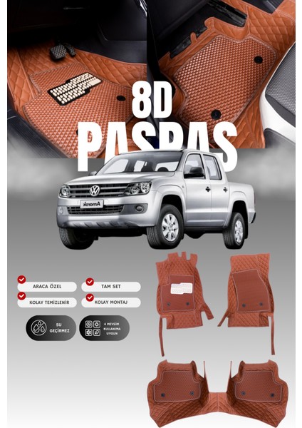 Volkswagen Amarok (2010-2016) 8d Deri Havuzlu Oto Paspas | Tam Koruma,araca Özel & Hızlı Montaj